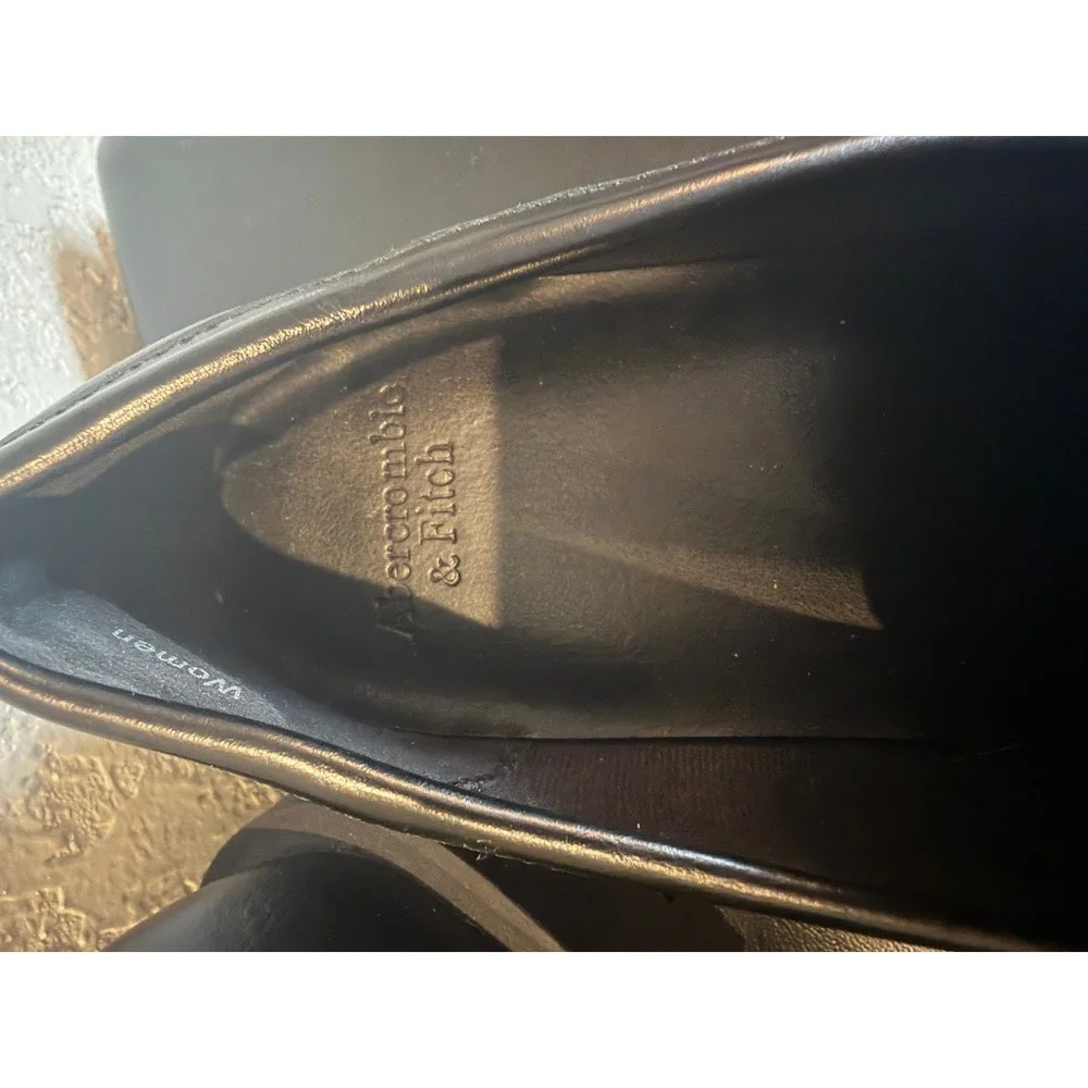 Abercrombie & Fitch Womens Black Lug‎ Sole Penny Loafers Chunky Platform Size 7